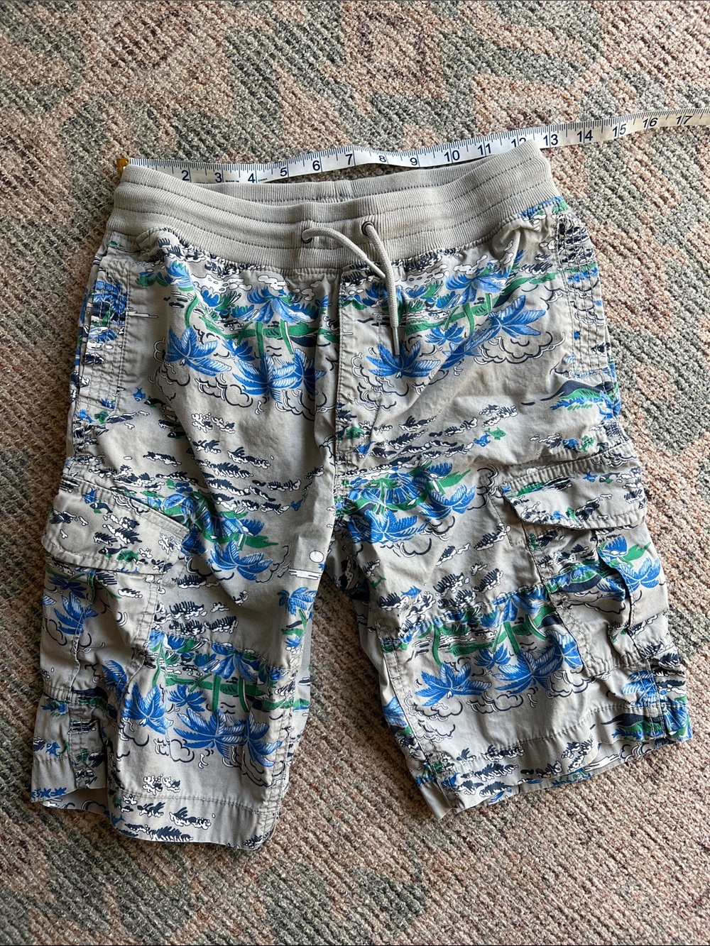 GAP Boy’s Cargo Shorts - Gray with Blue & Green
